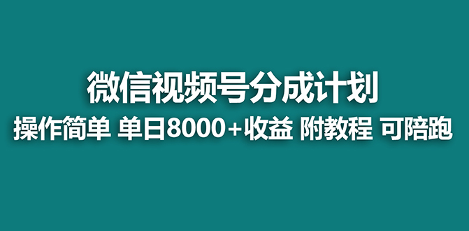 （8929期）【蓝海项目】视频号分成计划最新玩法，单天收益8000+，附玩法教程，24年...