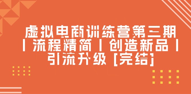 （10960期）虚拟电商训练营第三期丨流程精简丨创造新品丨引流升级 [完结]