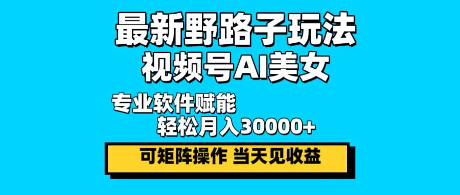 （12798期）最新野路子玩法，视频号AI美女，当天见收益，轻松月入30000＋