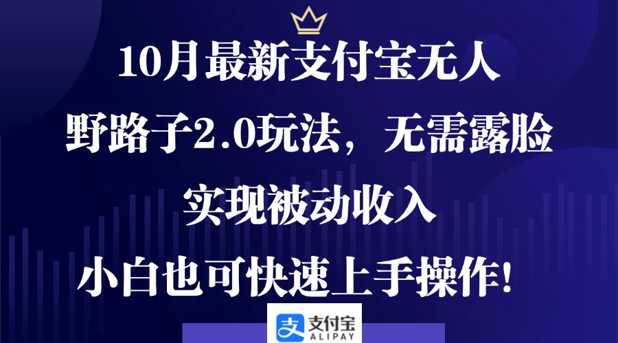 （12824期）10月最新支付宝无人野路子2.0玩法，无需露脸，实现被动收入，小白也可...